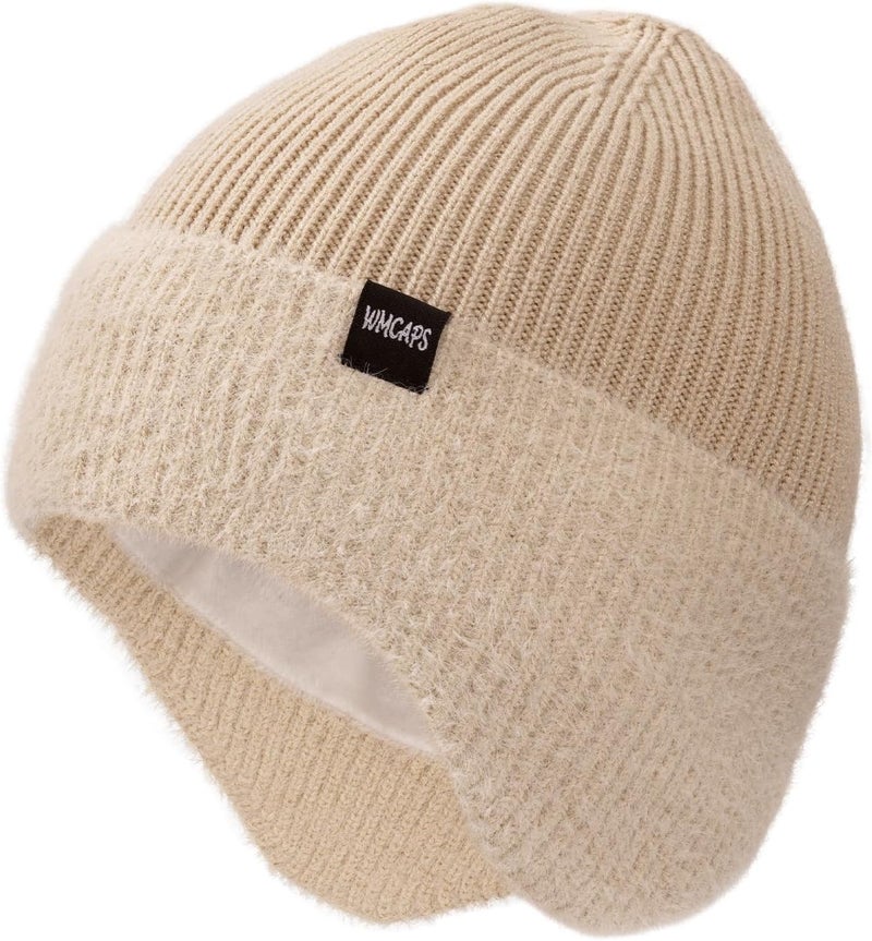 Wmcaps Winter Fleece Line Beanie with Earflap for Men Women, Outdoor Warm Thermal Knitted Hat Stocking Caps - Image 1